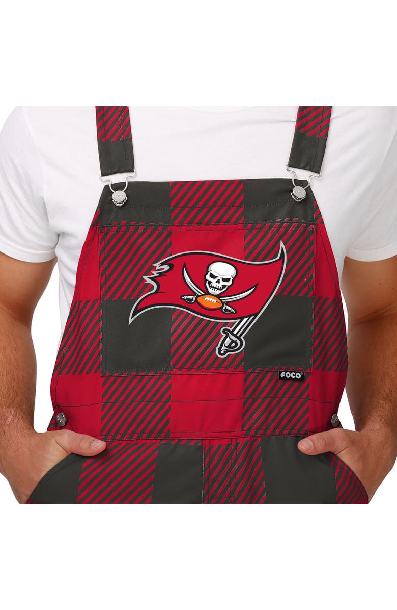 FOCO Men's FOCO  Red Tampa Bay Buccaneers Big Logo Plaid Overalls, Alternate, color, Red