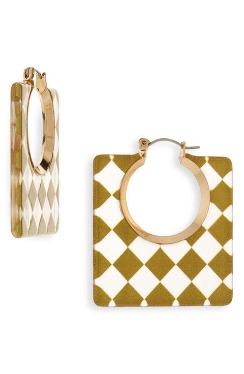 Square Resin Checked Earrings