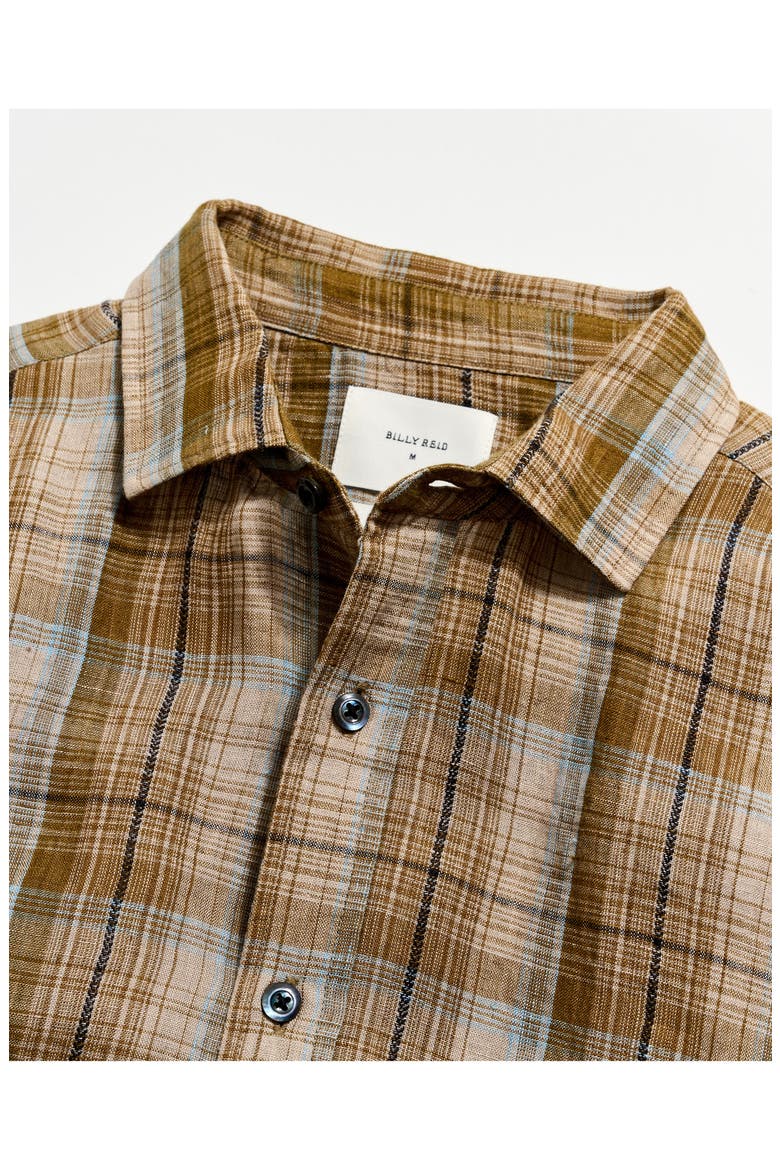 Cedar Dobby Plaid Linen Button-Up Shirt, Alternate, color, OLIVE MULTI