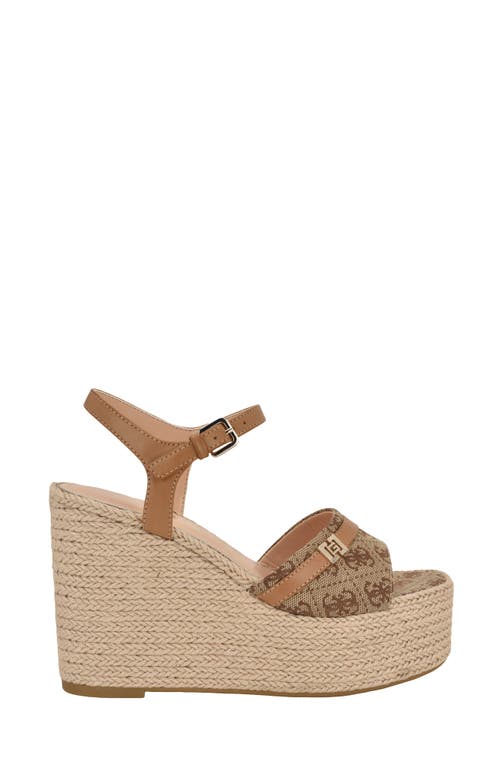 Guess Taani Platform Wedge Sandal In Medium Brown