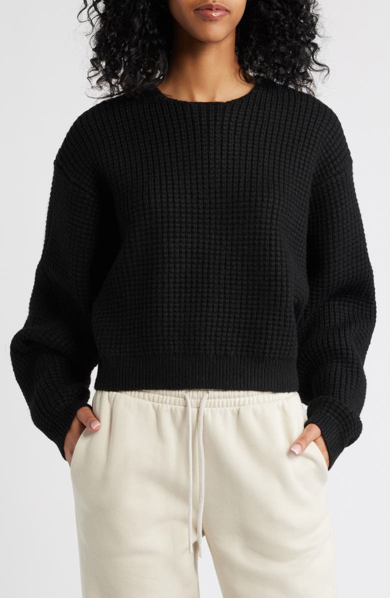 Fear of God Essentials Heavy Waffle Knit Crop Sweater, Main, color, 