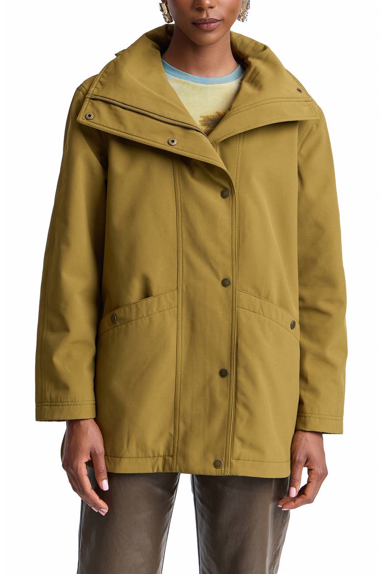 Funnel Neck Hood Rain Jacket, Main, color, MILITARY