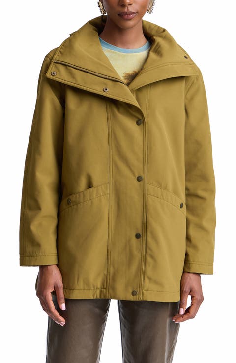 Funnel Neck Hood Rain Jacket