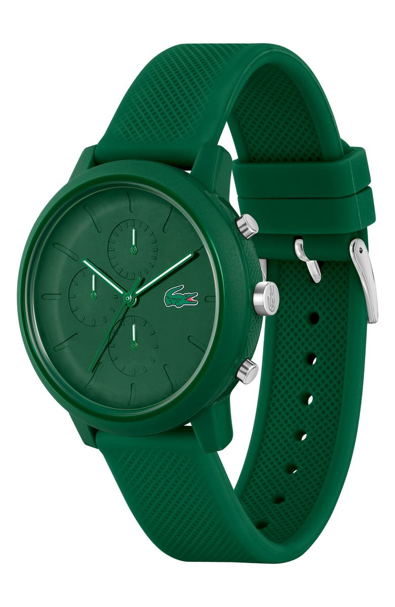 Lacoste 12.12 Chronograph Silicone Strap Watch, 44mm, Alternate, color, 