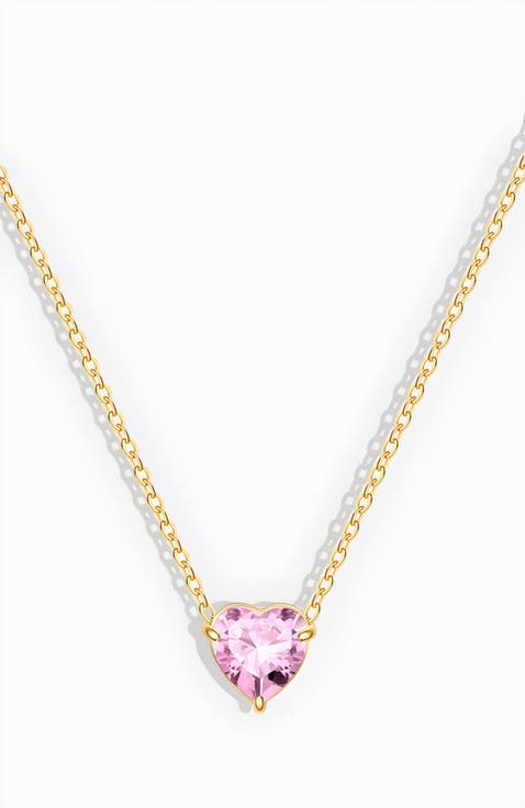 Dainty Birthstone Heart Necklace