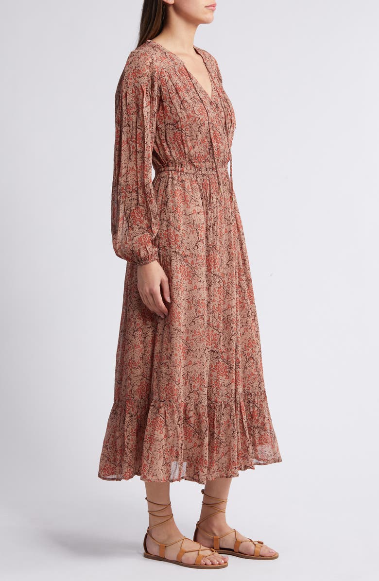 Cleobella Ophelia Floral Long Sleeve Crinkle Chiffon Dress, Alternate, color, 