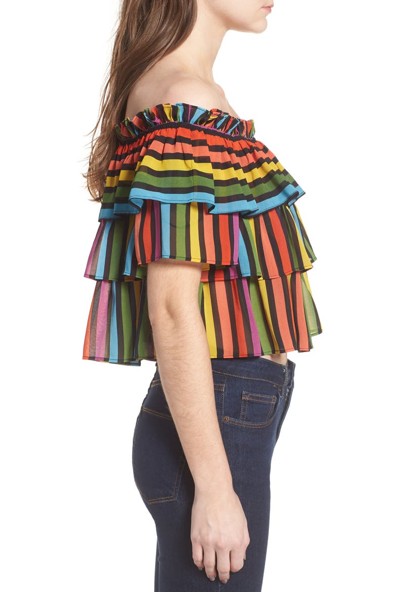 Toulon Tiered Ruffle Top, Alternate, color, RAINBOW STRIPE