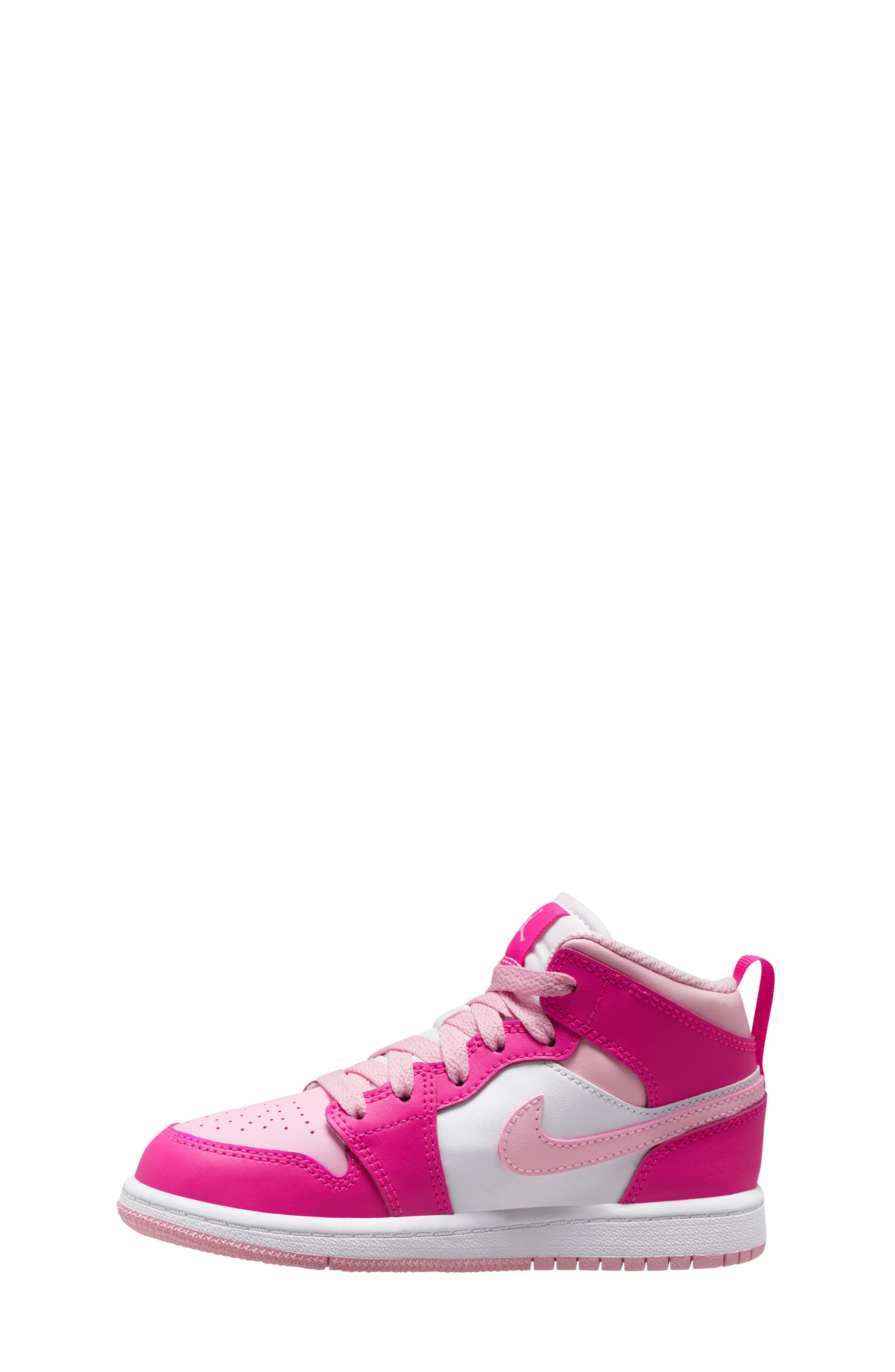 Kids' Air Jordan 1 Mid Sneaker, Alternate, color, 116 WHITE/MDSFPK
