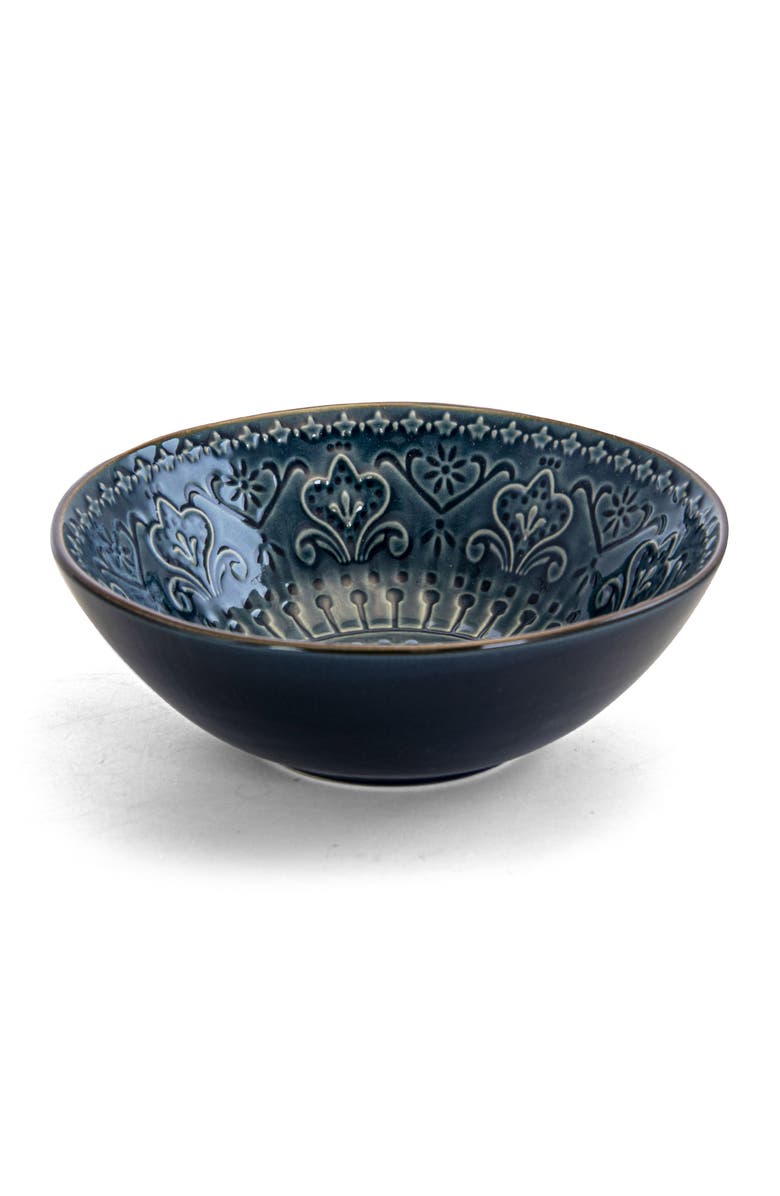 Elama Deep Sea Mozaic 16 Piece Luxurious Stoneware Dinnerware with Complete Setting for 4, Alternate, color, Blue