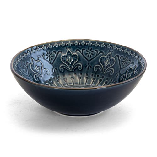 Elama Deep Sea Mozaic 16 Piece Luxurious Stoneware Dinnerware With Complete Setting For 4 In Blue