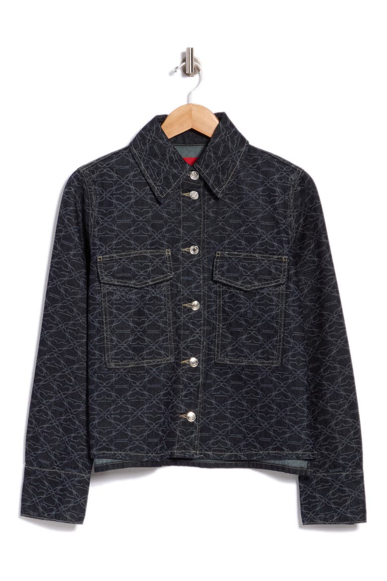 Gadison Logo Print Denim Jacket, Alternate, color, NAVY