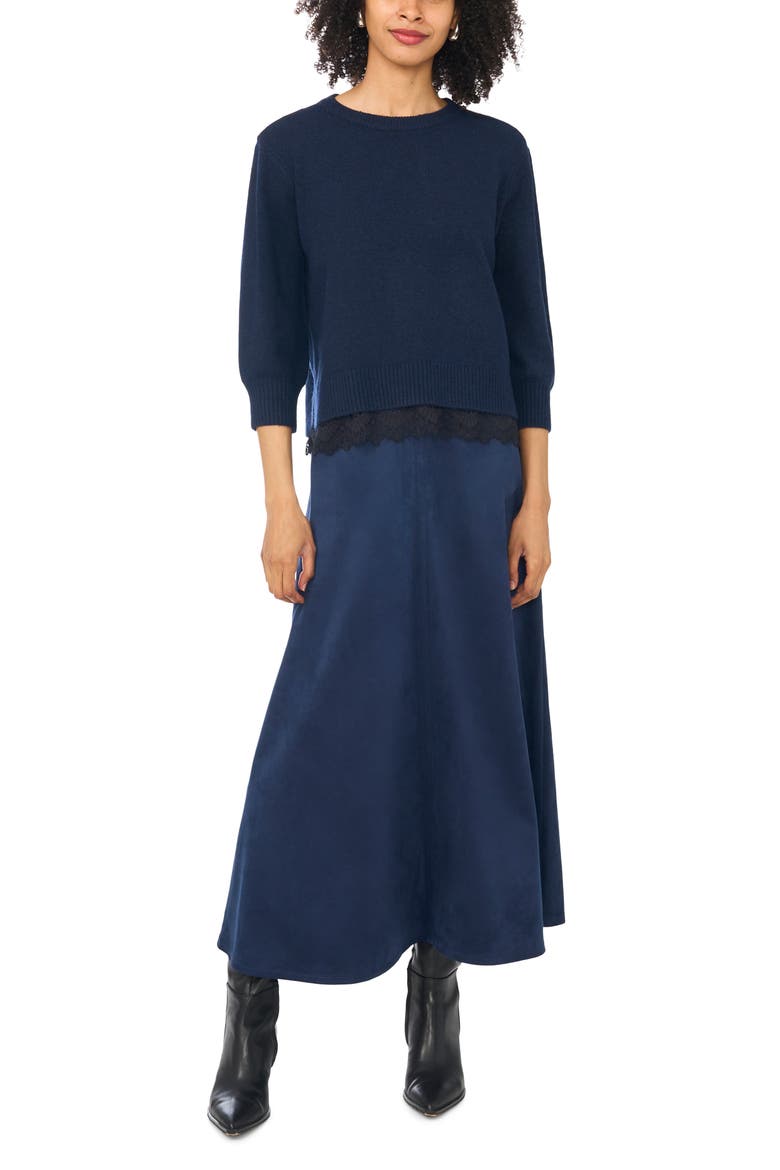 Faux Suede A-Line Skirt, Alternate, color, CLASSIC NAVY