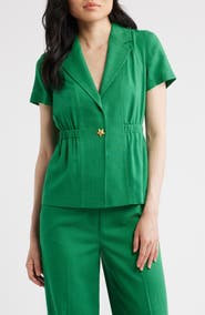 Tahari ASL Short Sleeve One-Button Jacket
