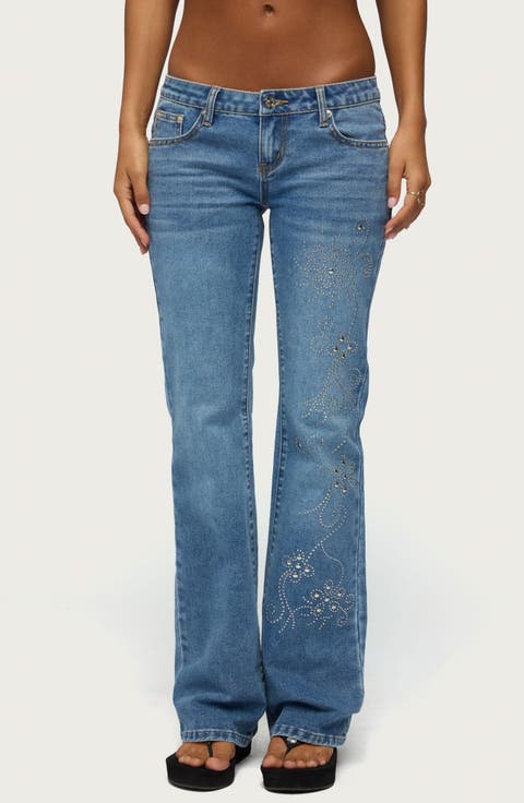Anola Studded Low Rise Bootcut Jeans