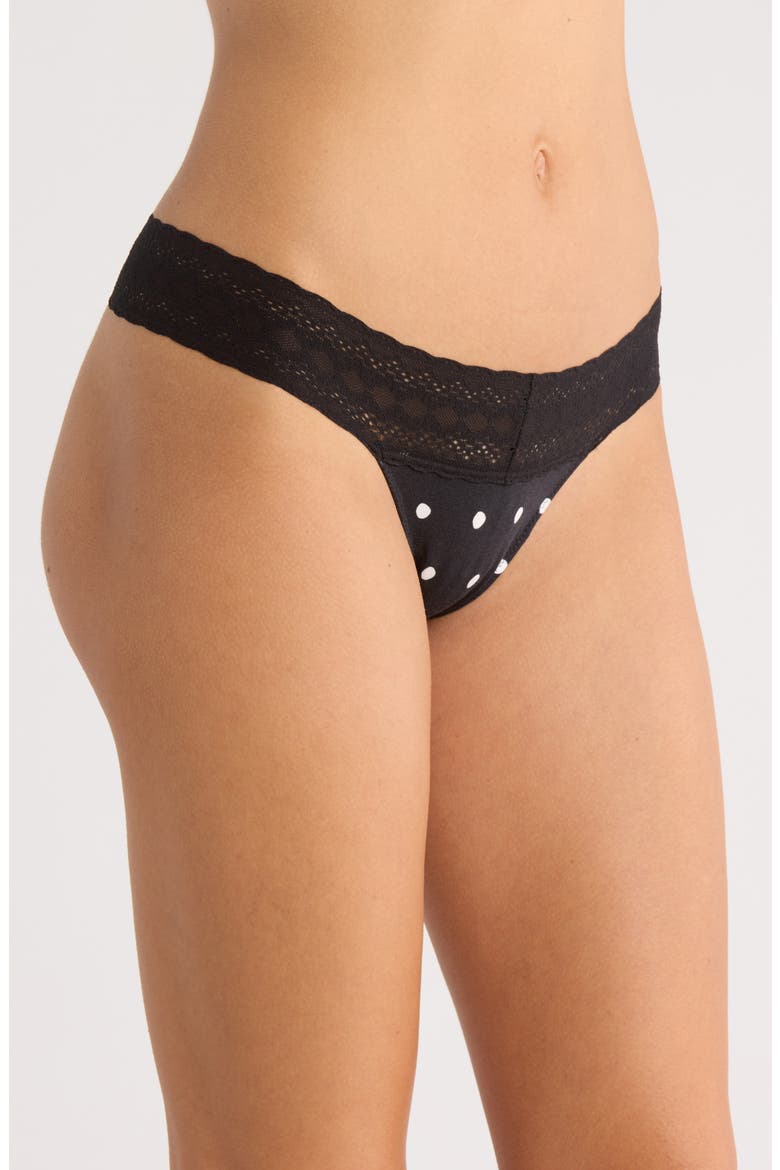 FeelFree Lace V-Front Thong, Alternate, color, POLKA DOTS