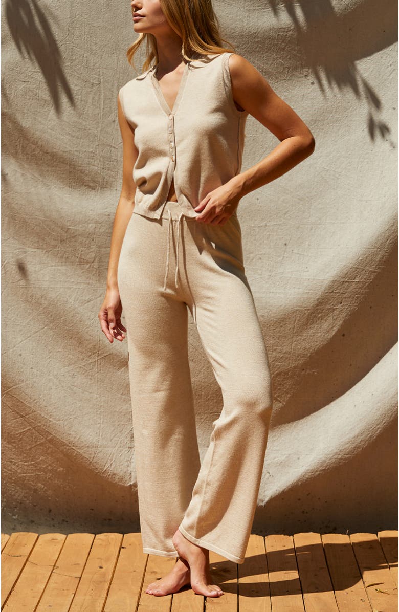 CRESCENT Sweater Knit Vest Top, Alternate, color, Beige