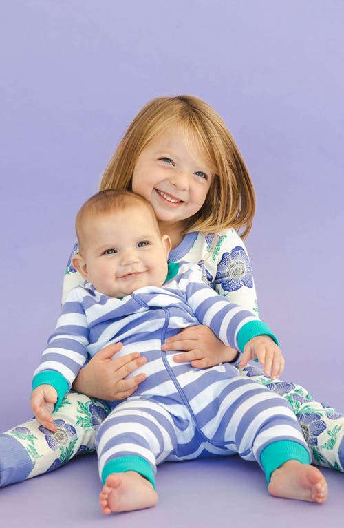 Mightly 100% Organic Cotton Stripe Snug Fit Baby Pajamas In Peri Stripe