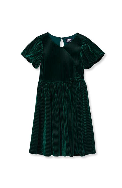 Girls Bubble Sleeve Velour Dress