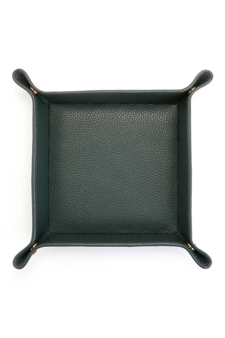Catchall Leather Valet Tray, Main, color, DARK GREEN