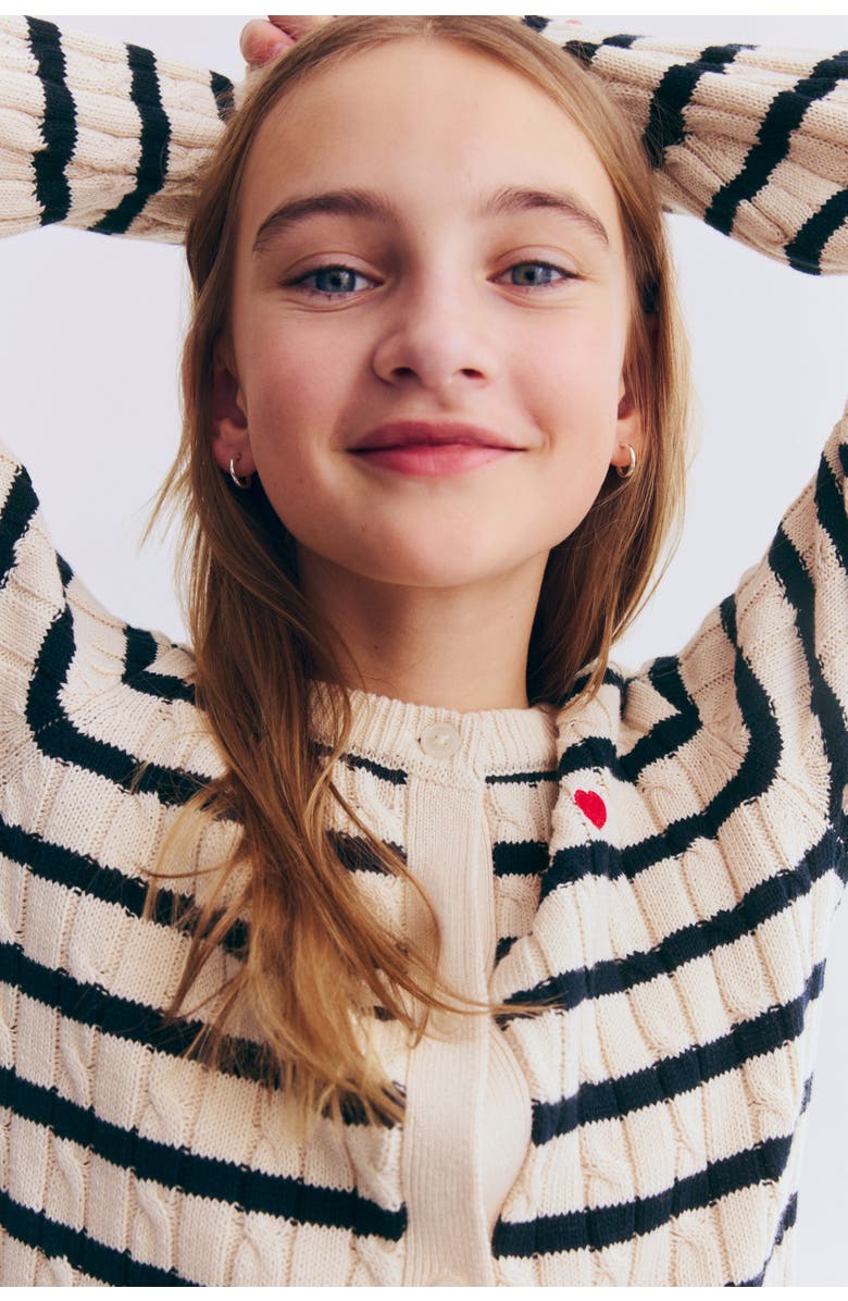 H&M Cable-knit cardigan, Alternate, color, Light Beige/Striped
