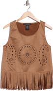 Forgotten Grace Laser Cut Fringe Faux Suede Tank