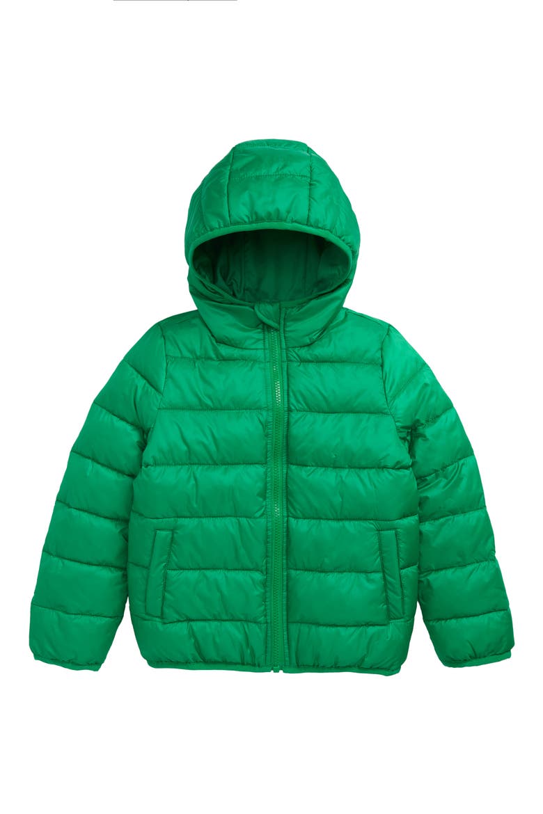 Kids' Hooded Puffer Jacket, Main, color, GREEN BRIGHT