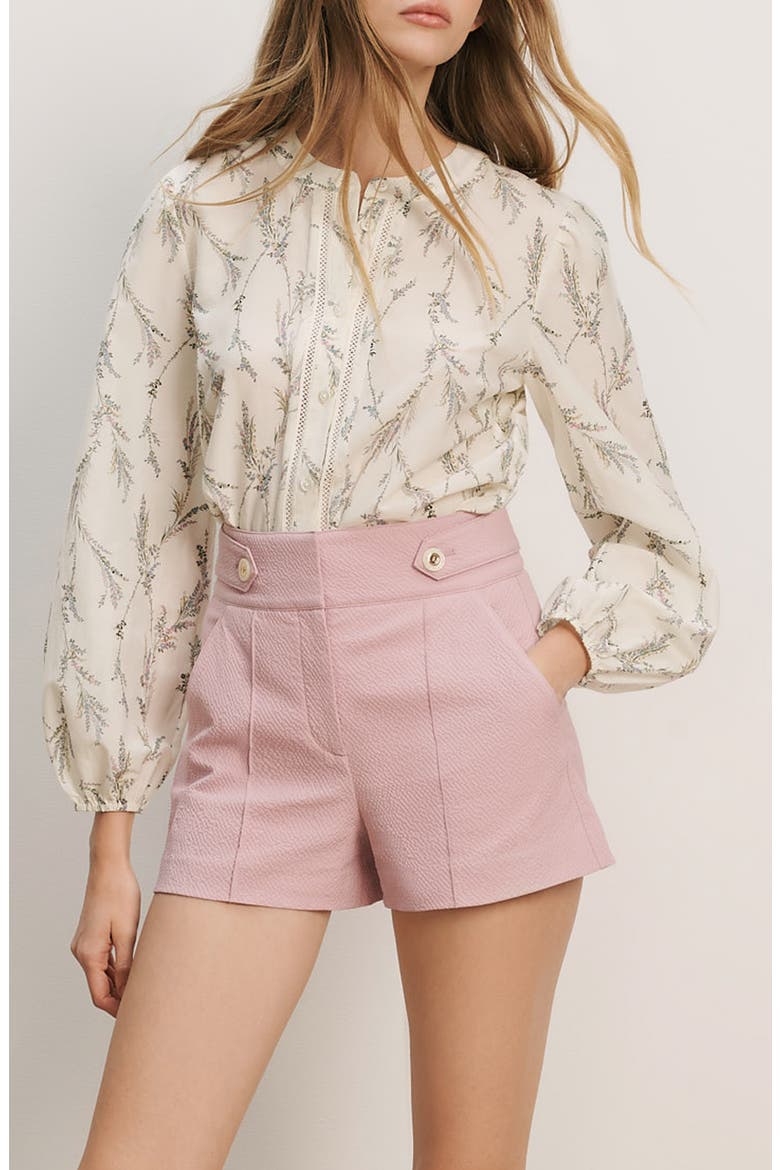 Emiko Floral Cotton & Silk Button-Up Shirt, Alternate, color, DOVE MULTI