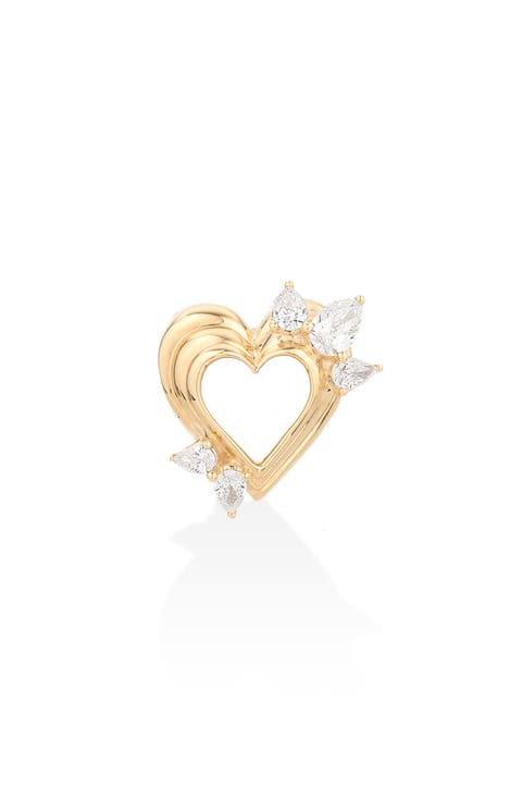 Big Bead 14K & Lab Grown Diamond Open Heart Pendant