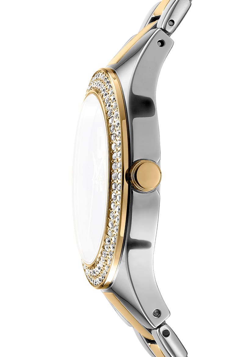 Crystal Embellished Two Tone Bracelet Watch, 38mm, Alternate, color, TWO TONE SILVER AND GOLD