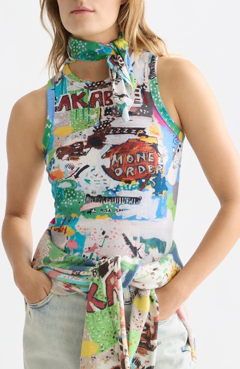 x Basquiat Print Rib Tank