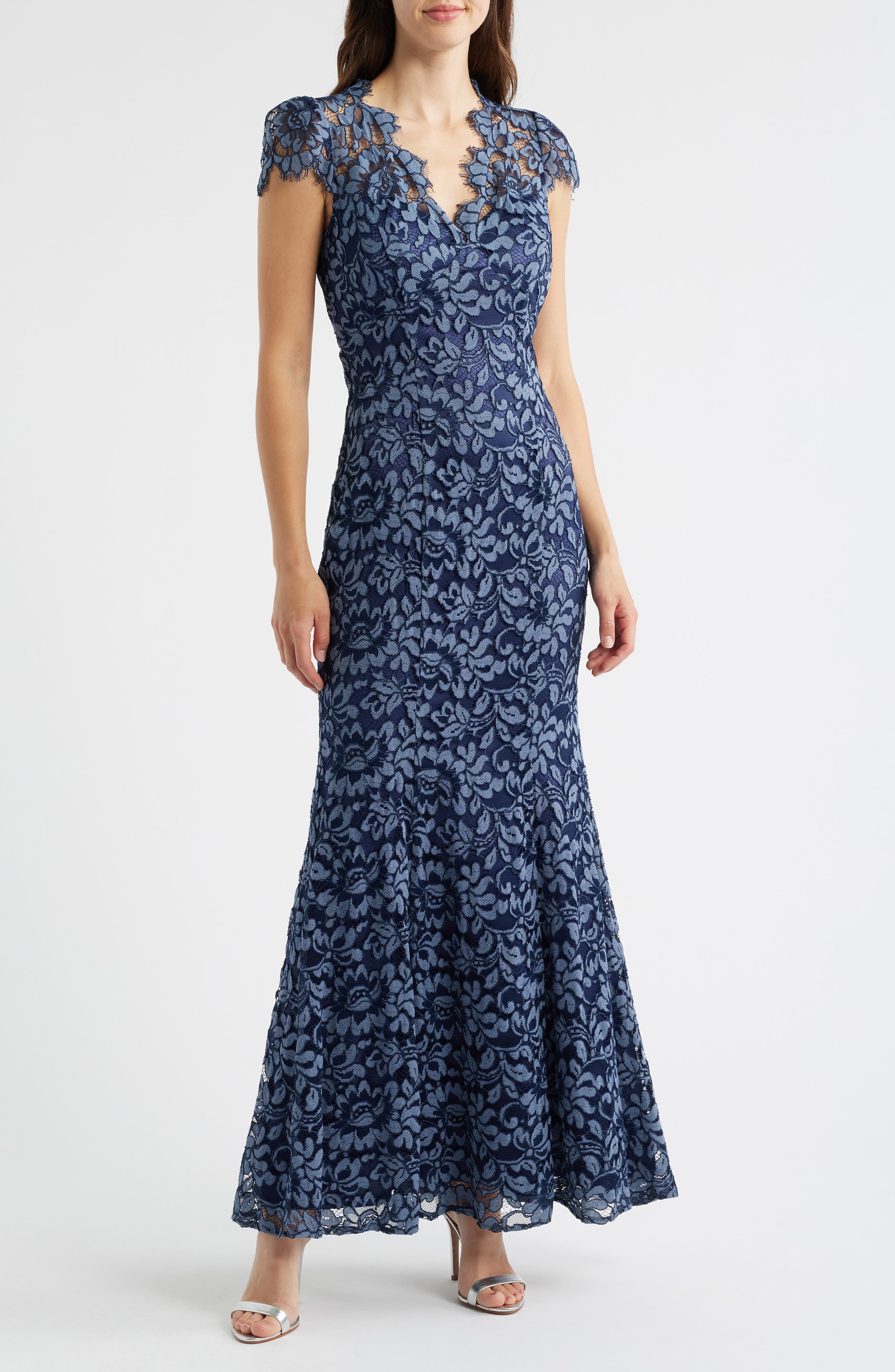 Illusion Cap Sleeve Gown - image 3