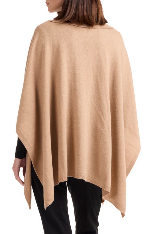 Bruno Magli Quarter Zip Wool & Cashmere Poncho In Camel