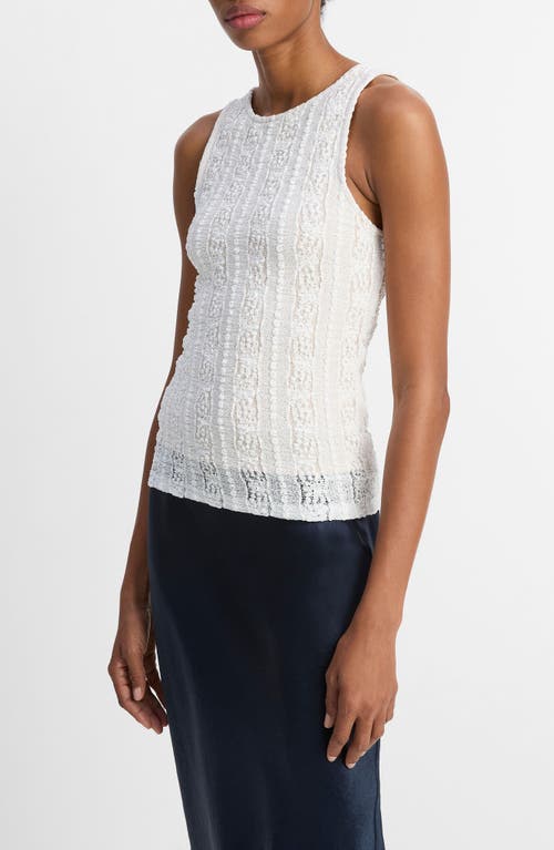 Vince Textured High Neck Shell In White