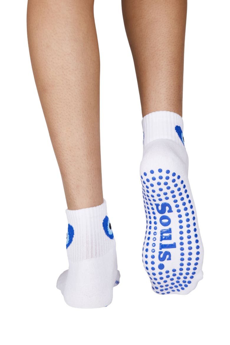Evil Eye Ankle Grip Socks, Alternate, color, White