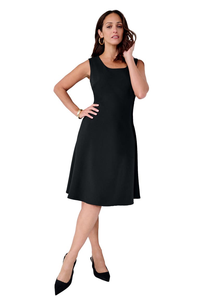 Bi Stretch Fit And Flare Dress, Main, color, BLACK