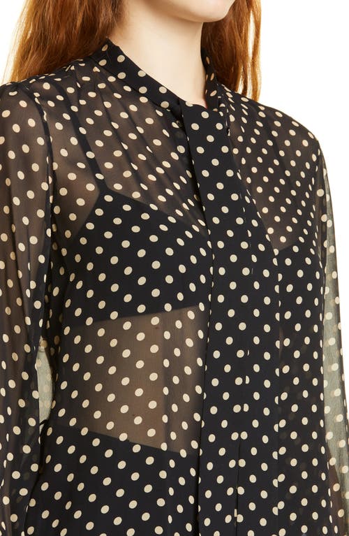 Nili Lotan Carina Tie Neck Silk Top In Black