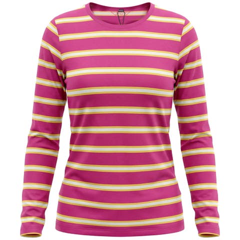 Striped Flatlock Stitch Long Sleeve Tee