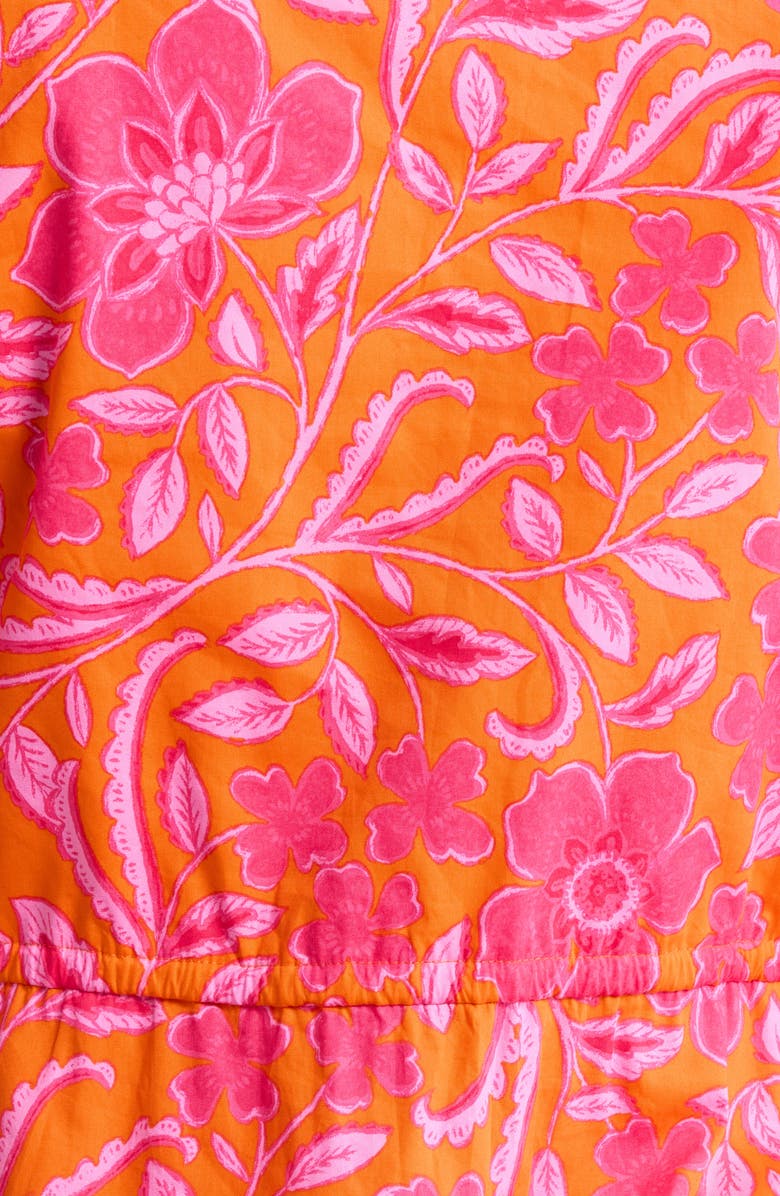 SUGARLIPS Rea Floral Stacie Puff Sleeve Button-Up Cotton Minidress, Alternate, color, Orange-Fuchsia