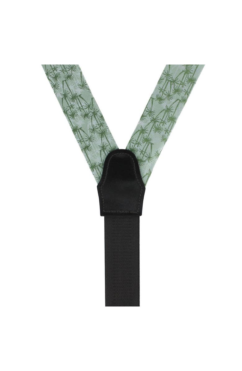 Trafalgar Nohea Palm Tree Linen Blend Novelty Button End Suspenders, Alternate, color, Green