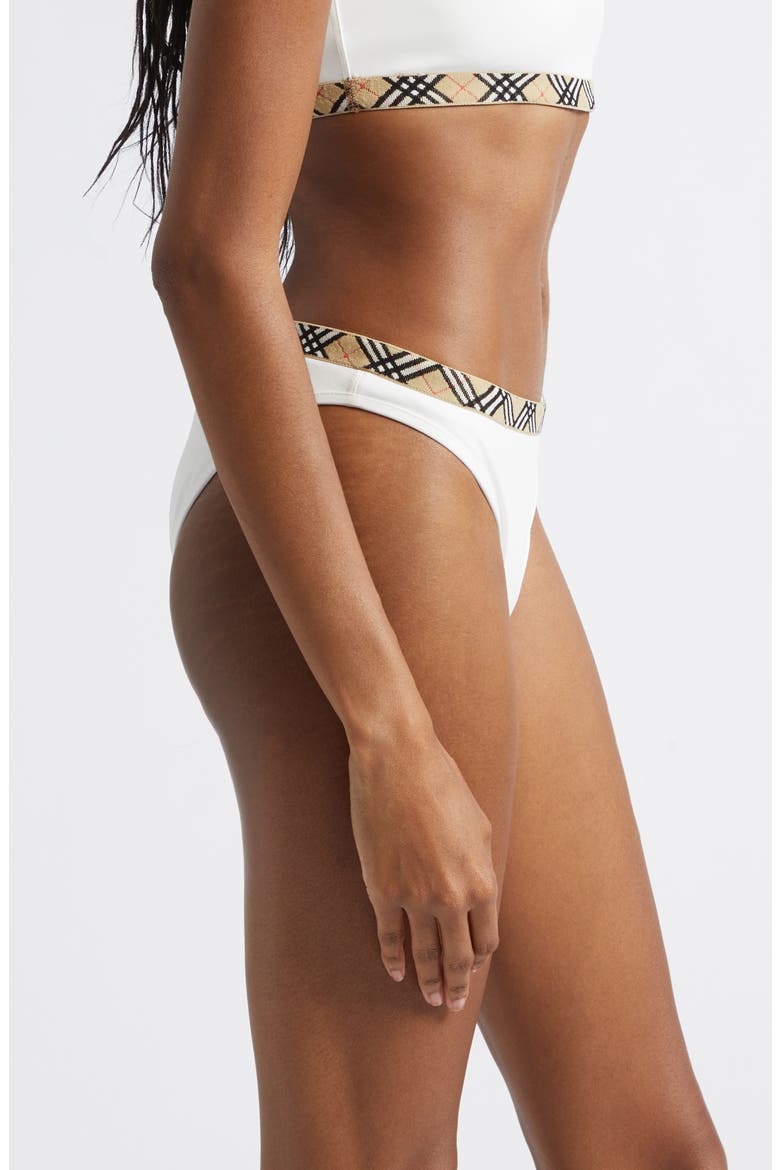 Check Trim Bikini Bottoms, Alternate, color, CHALK