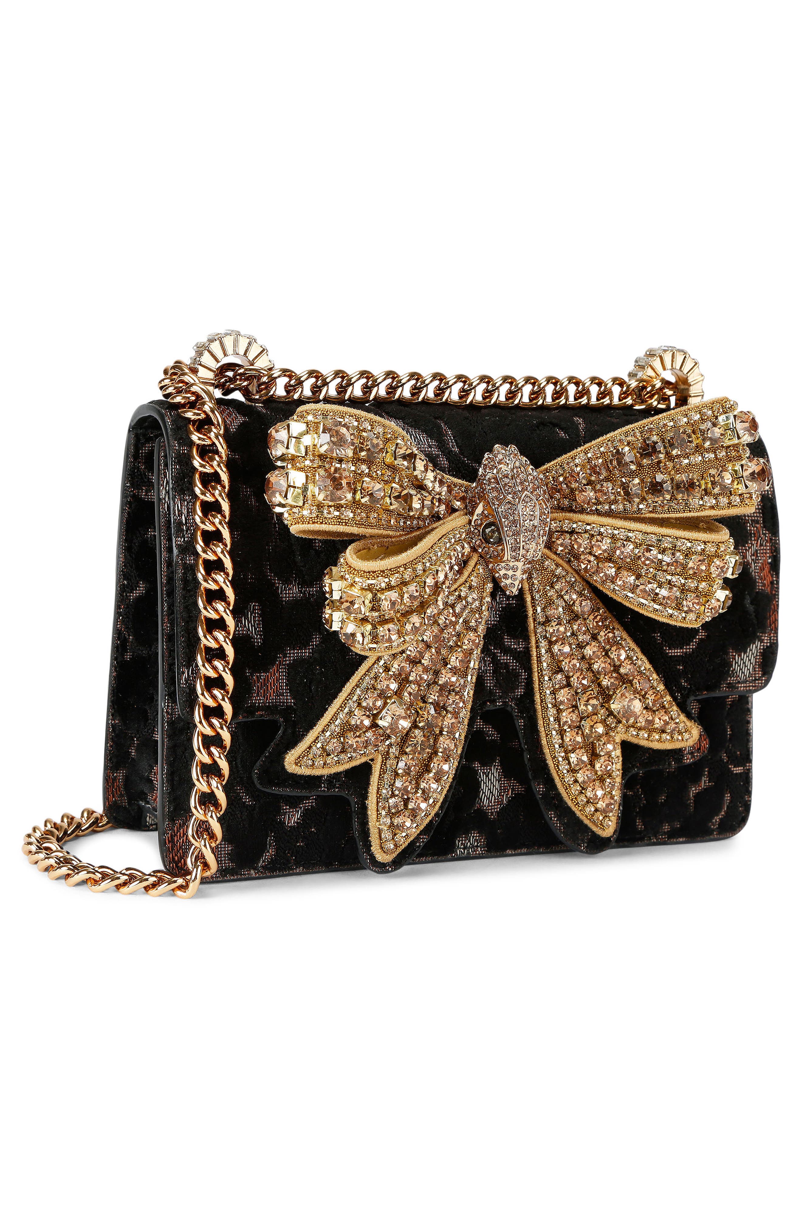 Kurt Geiger London Small Shoreditch Crystal Bow Crossbody Bag, Alternate, color, Charcoal