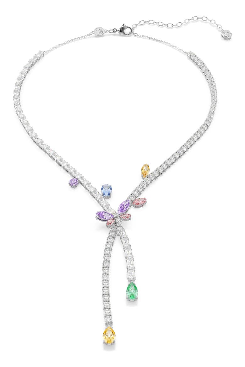 x Ariana Grande Multicolor Crystal Y-Necklace, Main, color, SILVER/ MULTI
