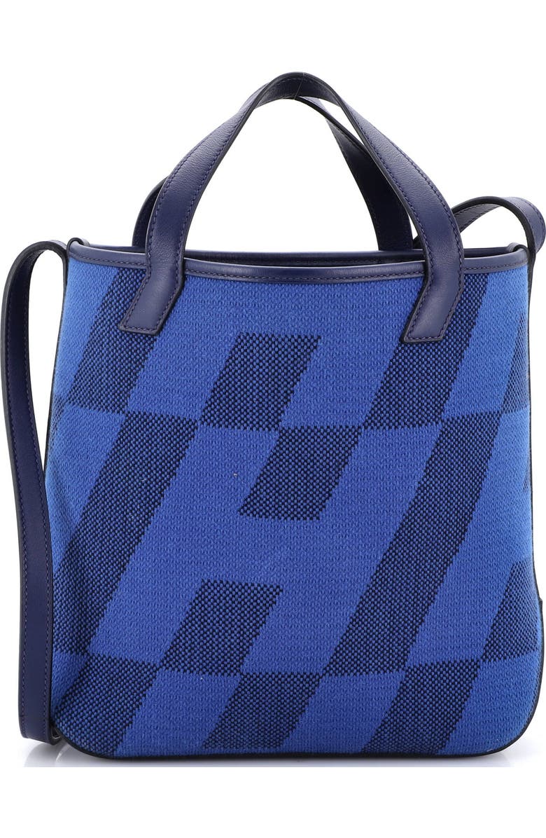 Pre-Owned Hermes Cabas H en Biais Tote Canvas with Leather 27, Main, color, Bleu Saphir