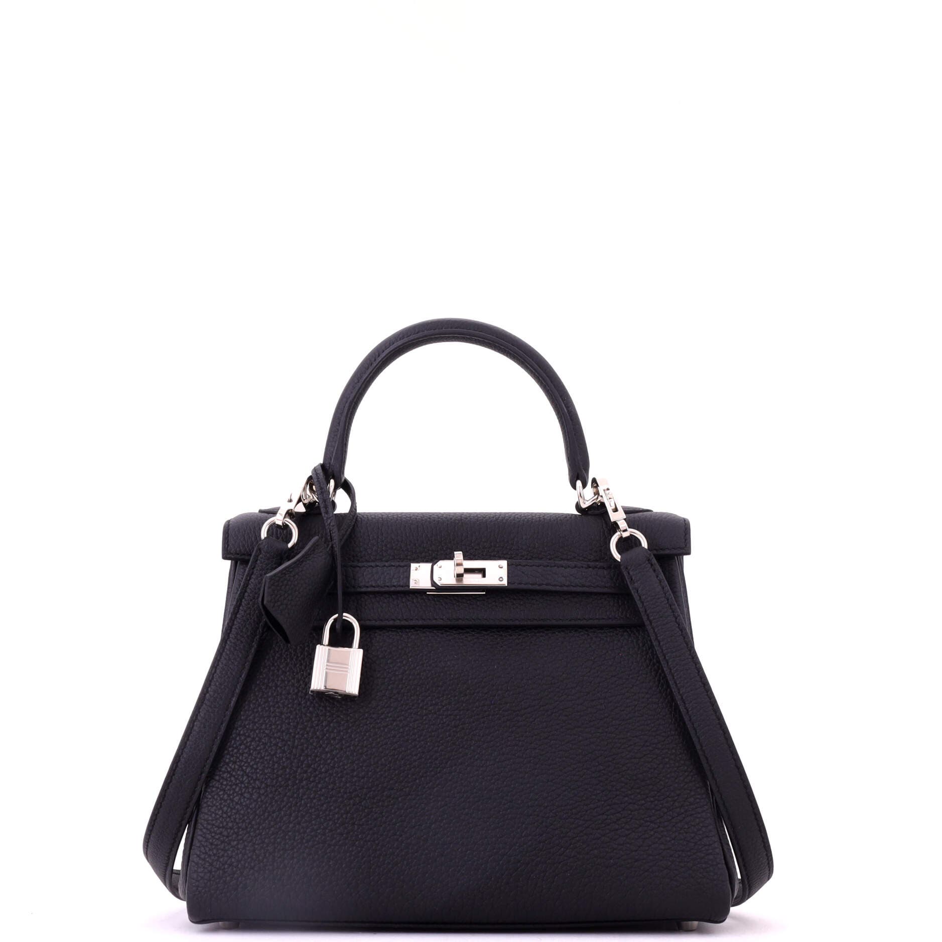 81034712 Kelly Handbag Black Togo with Palladium Hardware 25, Main, color, Noir