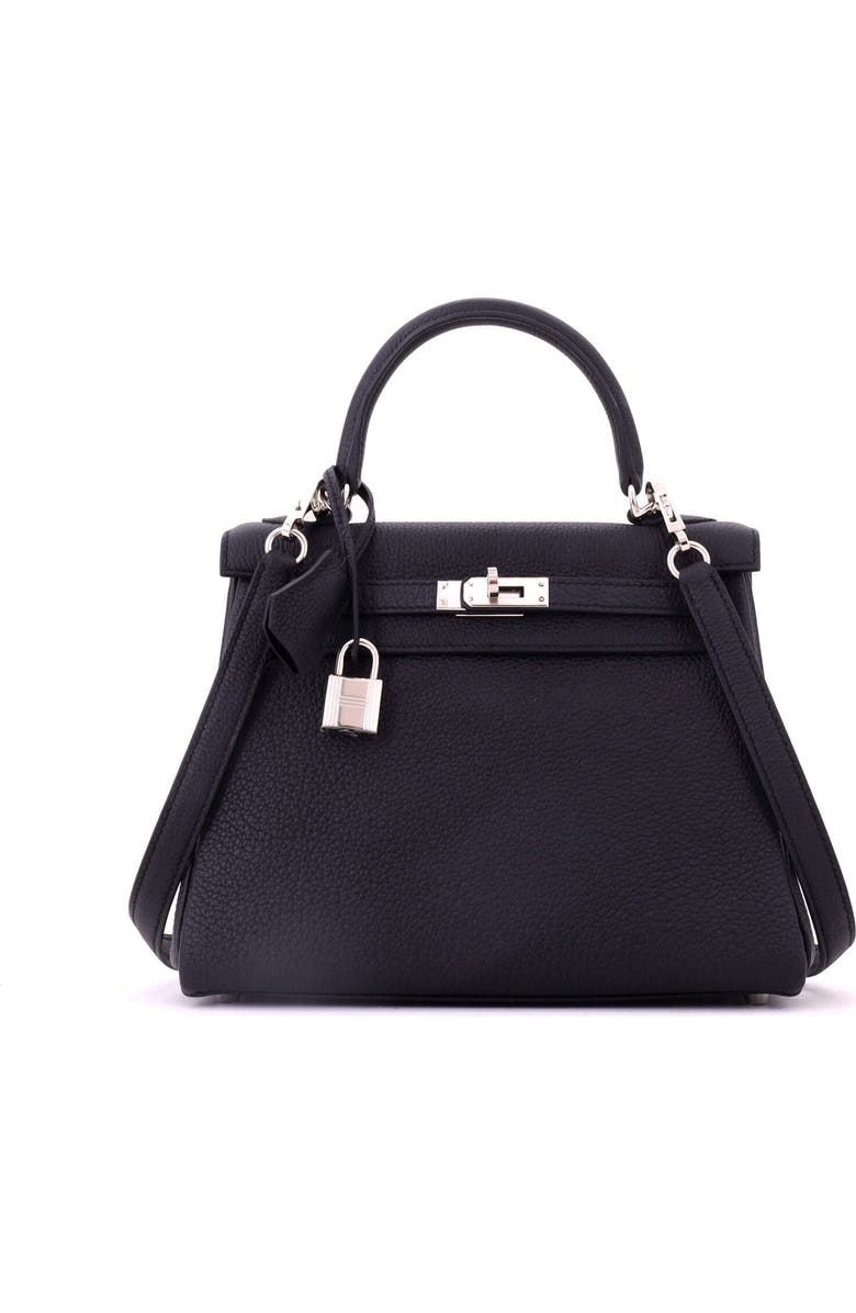81034712 Kelly Handbag Black Togo with Palladium Hardware 25, Main, color, Noir