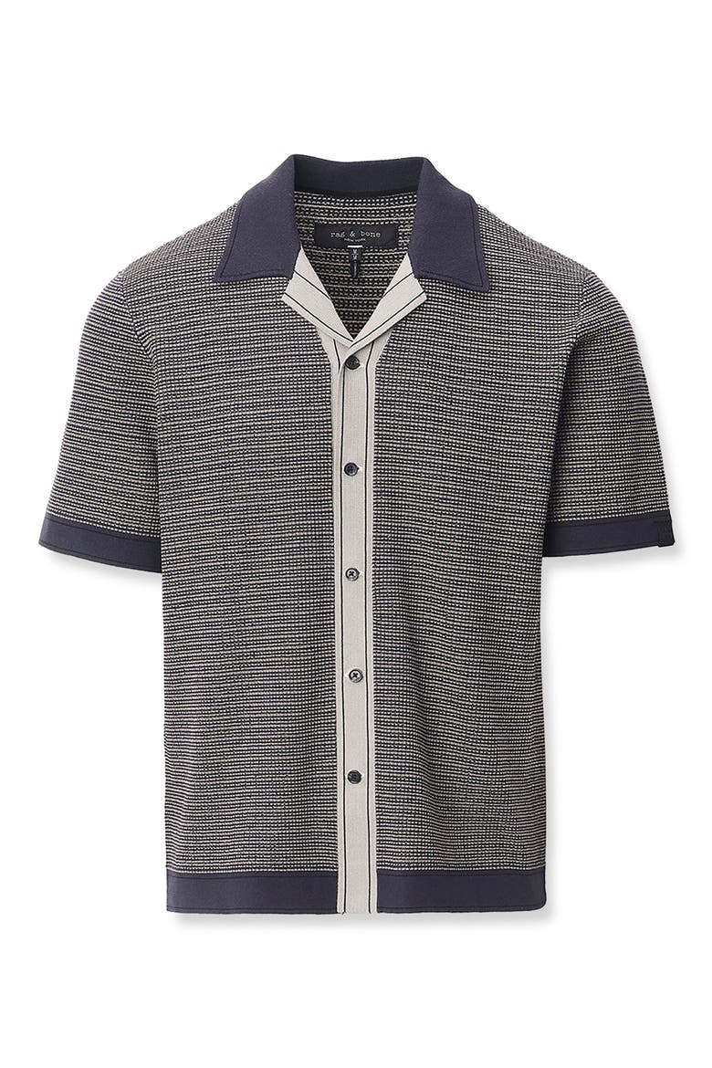 Harvey Block Stitch Camp Shirt, Alternate, color, SLATE NAVY