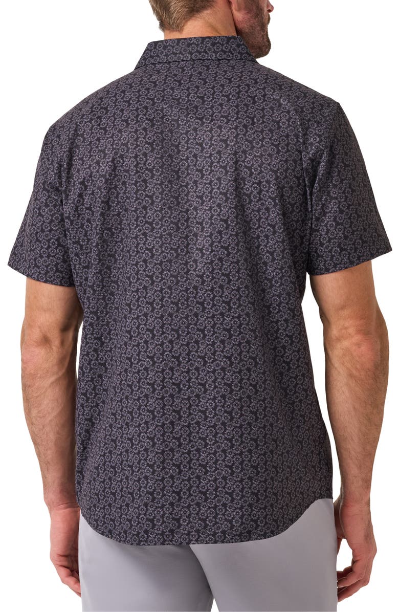 TravisMathew Techwoven Sunlight Floral Short Sleeve Performance Button-Up Shirt, Alternate, color, Black