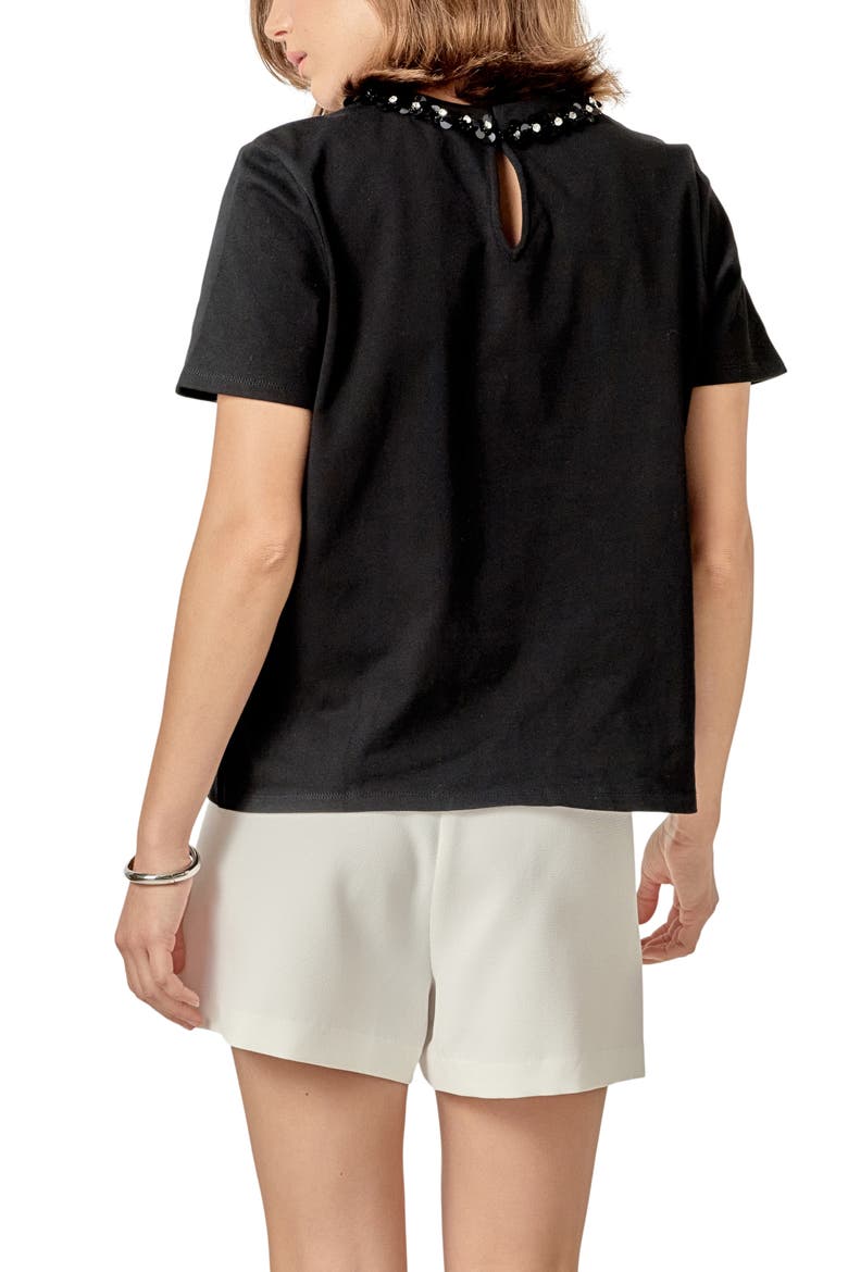 Beaded Bow Detail Top, Alternate, color, BLACK