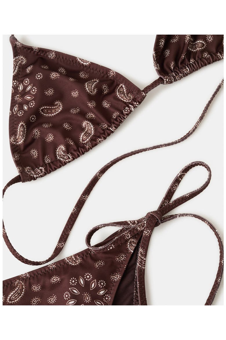 Paisley Tie Side Bikini Bottoms, Alternate, color, BROWN