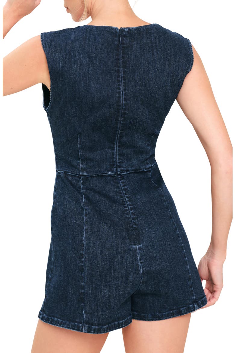 Square Neck Denim Romper, Alternate, color, DARK INDIGO